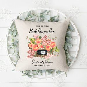 Peach Blossom Throw Pillow Cover, Spring, Gift